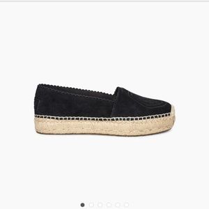 UGG Australia Heidi Perforated Black Suede Espadrilles Size 6
